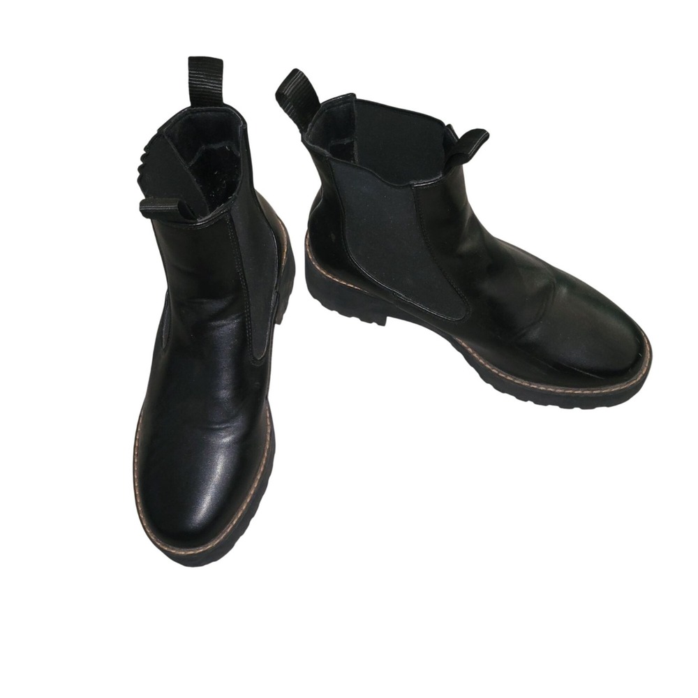 French Connection Black Leather Chunky Platform Chelsea Boots 10 fall designer